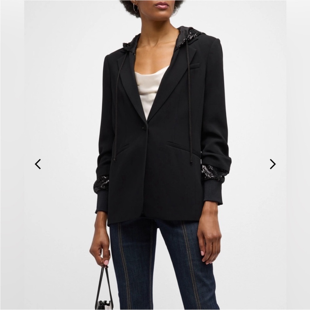 NWOT Cinq a Sept Khloe Sequined Hooded Blazer